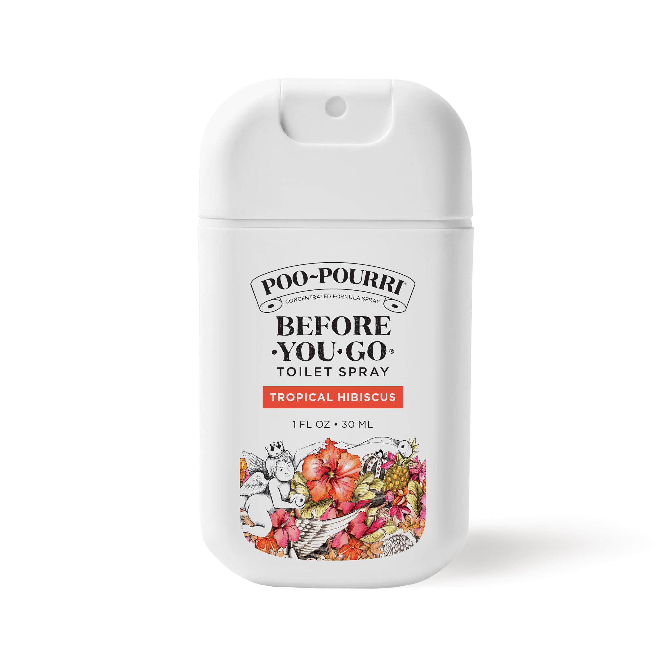 Poo-Pourri Before-You-Go Toilet Spray, Tropical Hibiscus, 1 Fl Oz Pocket Travel Size - Hibiscus, Apricot and Citrus