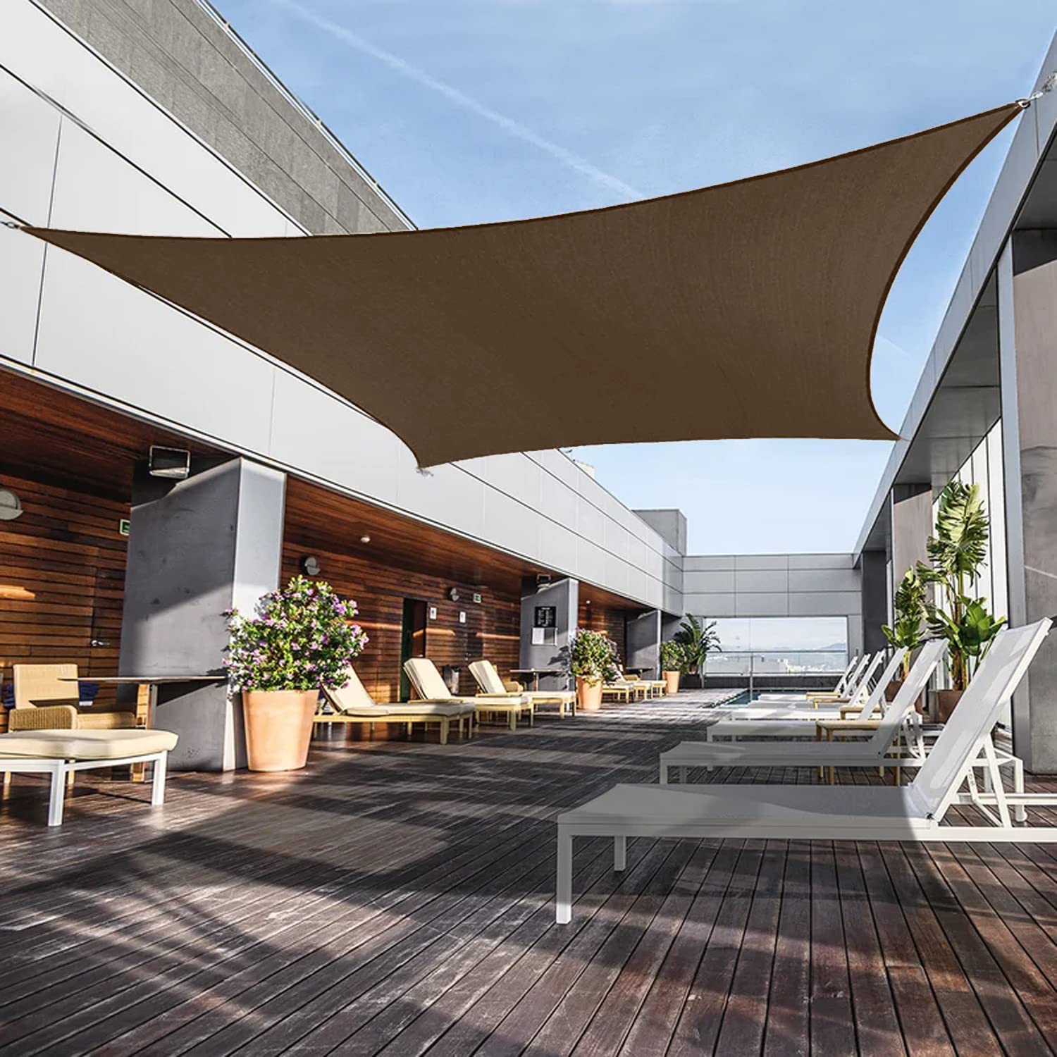 Awnpro 2' X 4' Shade Sails 180Gsm Rectangular Shade Sails Sun Rays Blocking Patio Garden Outdoor Facilities Brown
