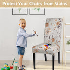 Searchi Printed Dining Room Chair Covers Set Of 4, Stretch Kitchen Chair Covers Washable Parsons Chair Slipcover Removable Dining Chair Protectors For Hotel,Ceremony(Brown Floral)