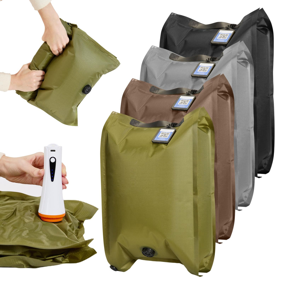 4 Pack Fabric Vacuum Storage Bags with Wireless Electric Pump AntiRip