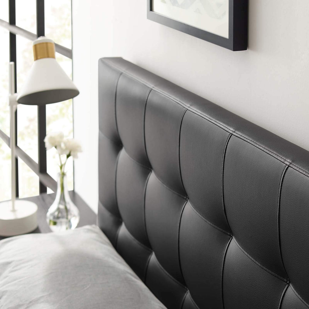 Modway Lily Tufted Faux Leather Upholstered King Headboard in Black