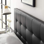 Modway Lily Tufted Faux Leather Upholstered King Headboard in Black