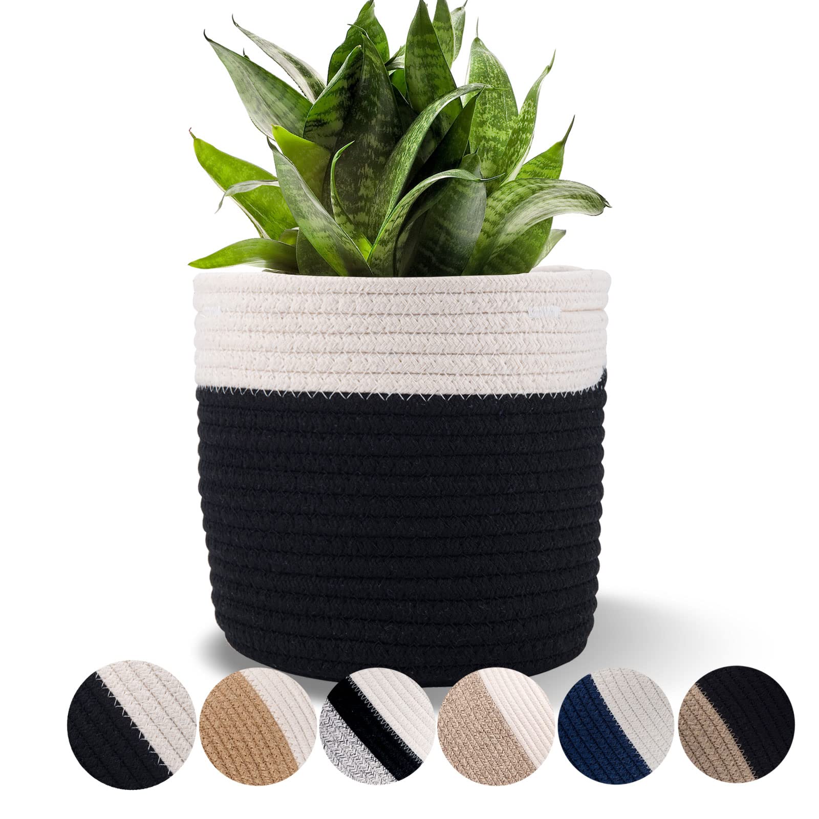 Oradrem 6.5 Inch Planter Baskets For Indoor Planters Cotton Rope Flower Plant Pots Cover,Woven Storage Baskets For Crafts,Organi