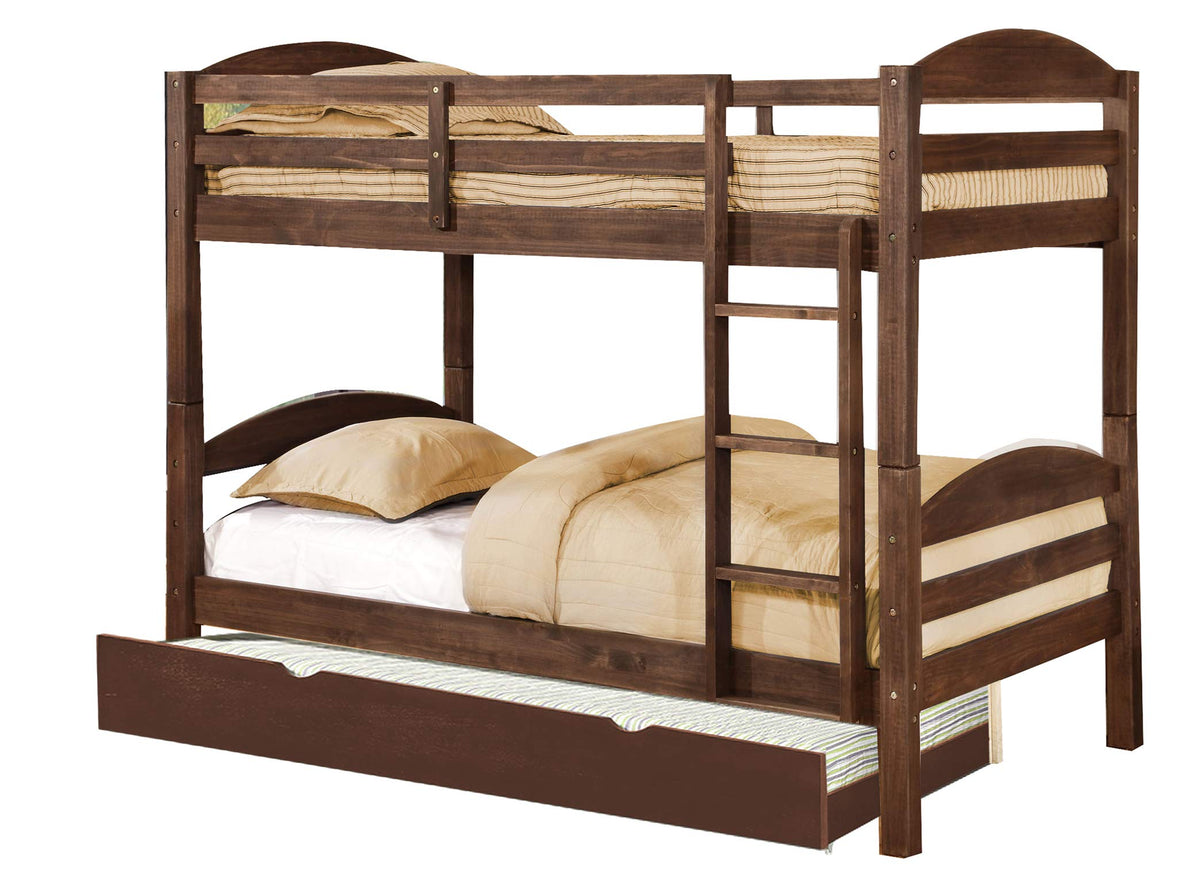 Bella E. Iska Twin/Full Bunk Bed, Trundle, Brown