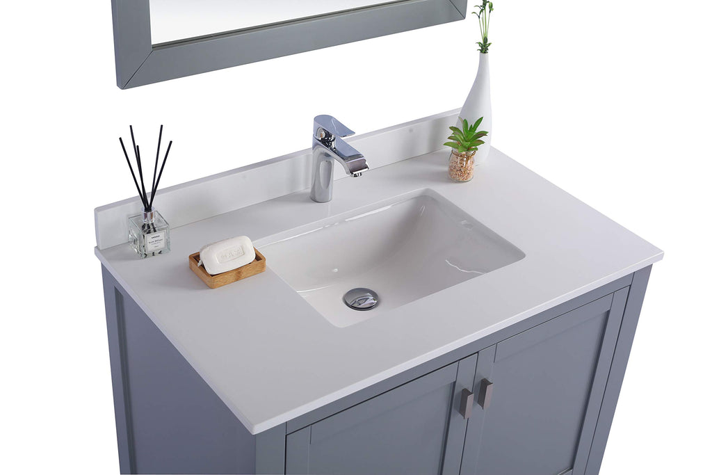 Laviva Wilson 36 - Grey Cabinet White Quartz Countertop