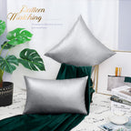 Brawarm Silver Leather Throw Pillows 16 X 16 Inches, Snake Leather Pillow Covers Pack Of 2, Faux Leather Decorative Pillow Cover