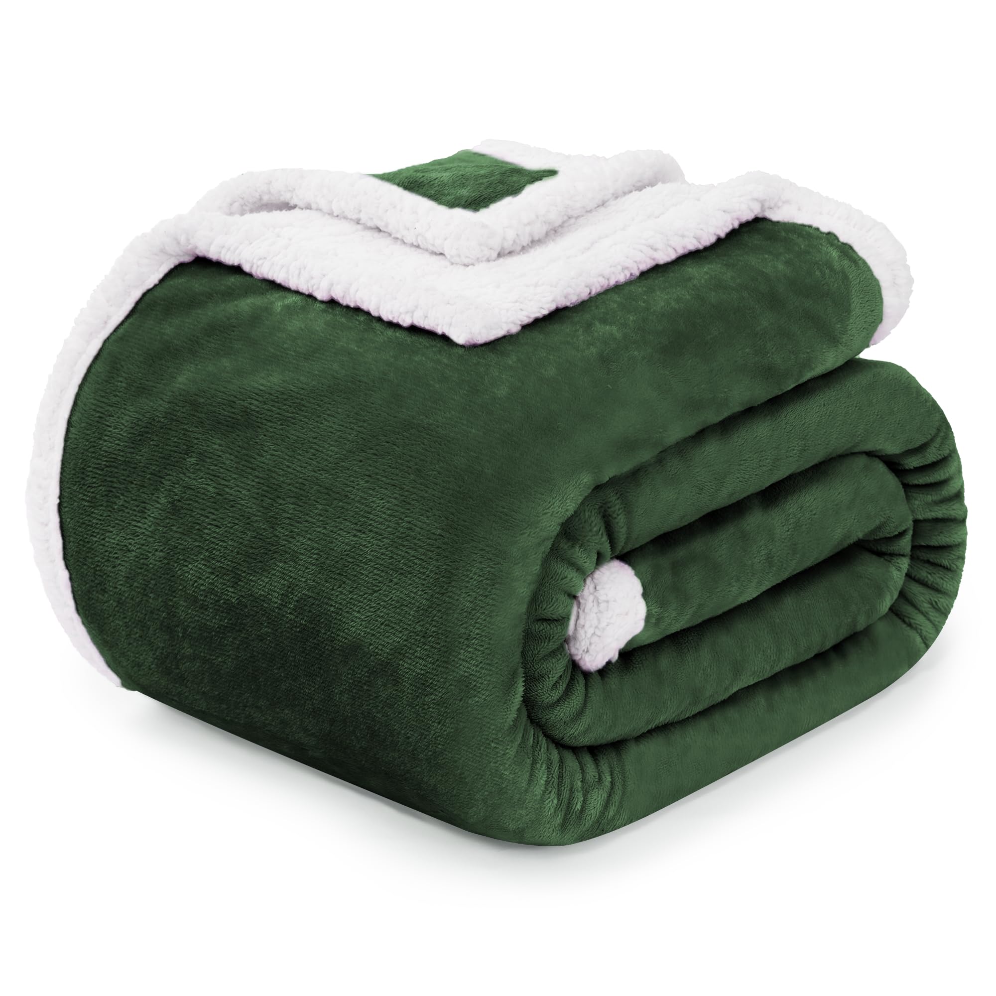 Beautex Sherpa Fleece Throw Blankets, Soft Fluffy Flannel Plush Blanket And Throw, Fuzzy Cozy Green Cuddle Blankets For Couch Be