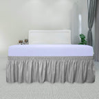 Purefit Wrap Around Ruffled Bed Skirt With Adjustable Elastic Belt - 14 Inch Drop Easy To Put On, Wrinkle Free Bedskirt Dust Ruffles, Bed Frame Cover For Twin,Twin Xl And Full Size Beds, Light Gray
