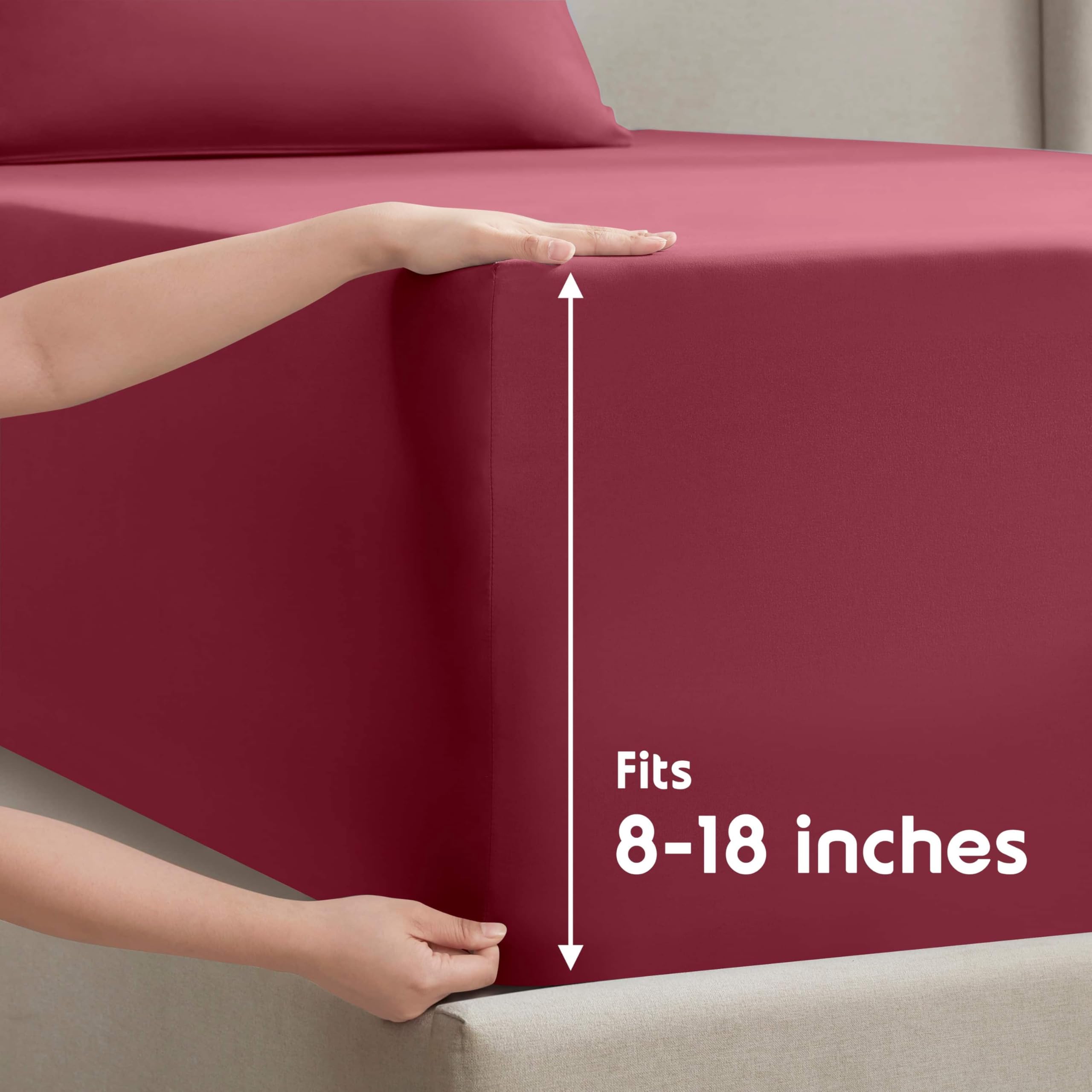 Nestl Full Size Sheet Sets - 4 Piece Full Size Sheets, Deep Pocket, Hotel Luxury, Extra Soft, Breathable And Cooling, Burgundy Red Bed Sheets For Full Size Mattress