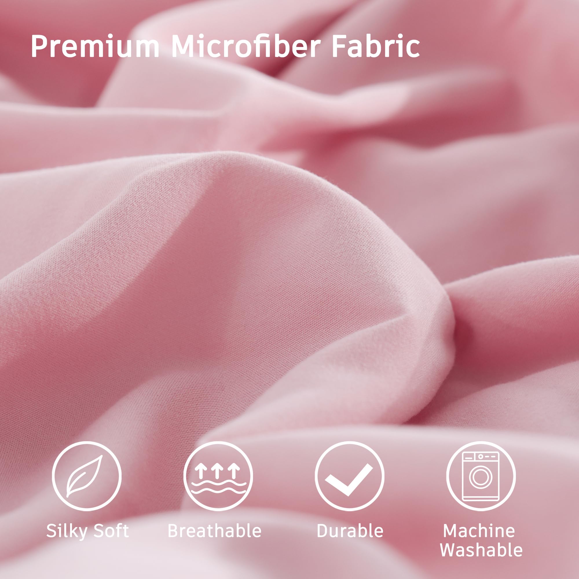 Downcool King Size Comforter Set - 3 Pieces Cute Pintuck Bedding Comforter Sets, Soft Fluffy Pink Comforter King Size, All Seaso