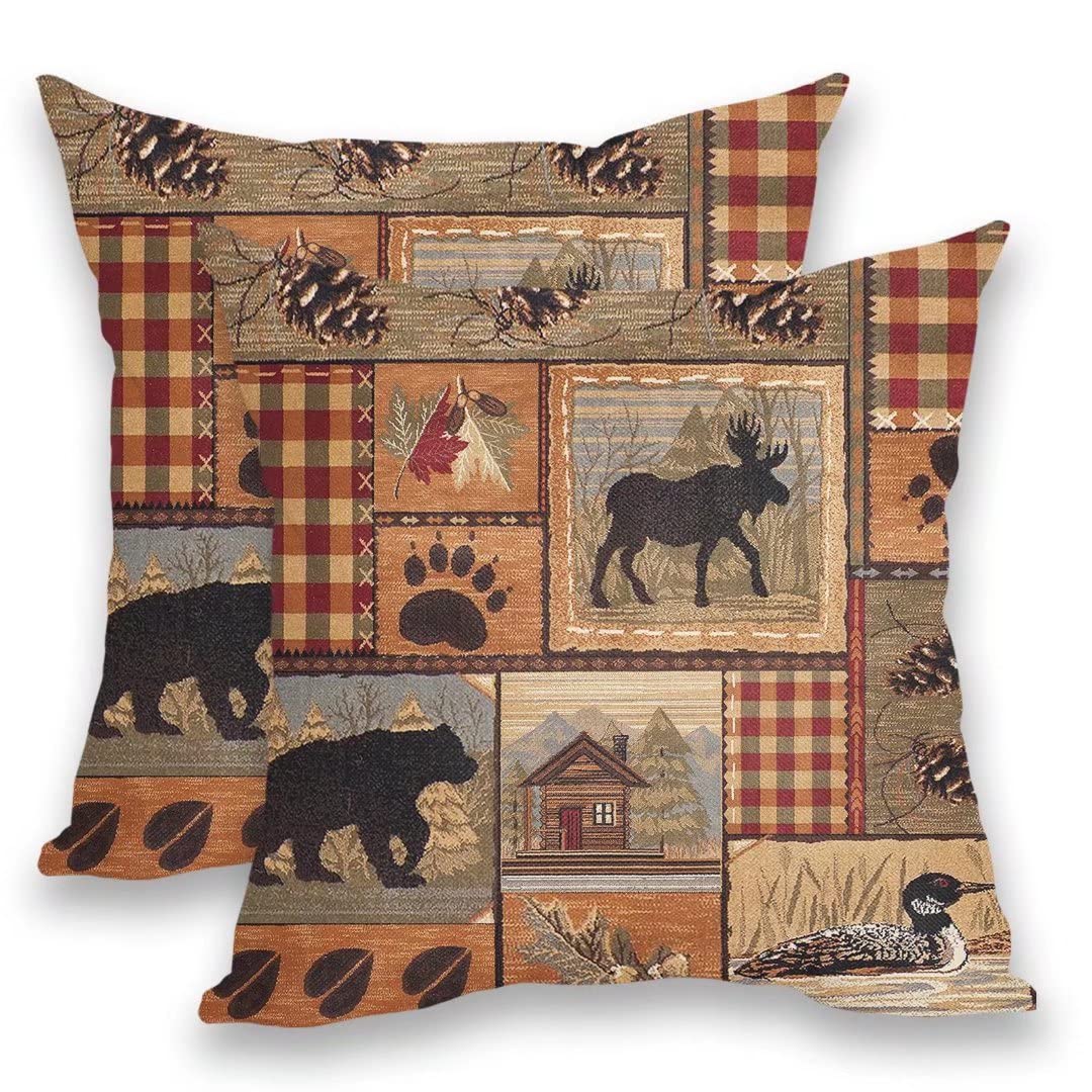 Betginy Cow Print Pillow Covers 18X18 Inch Pack Of 2, Western Brown Cowhide Throw Pillow Covers Square Cushion Farmhouse Animal