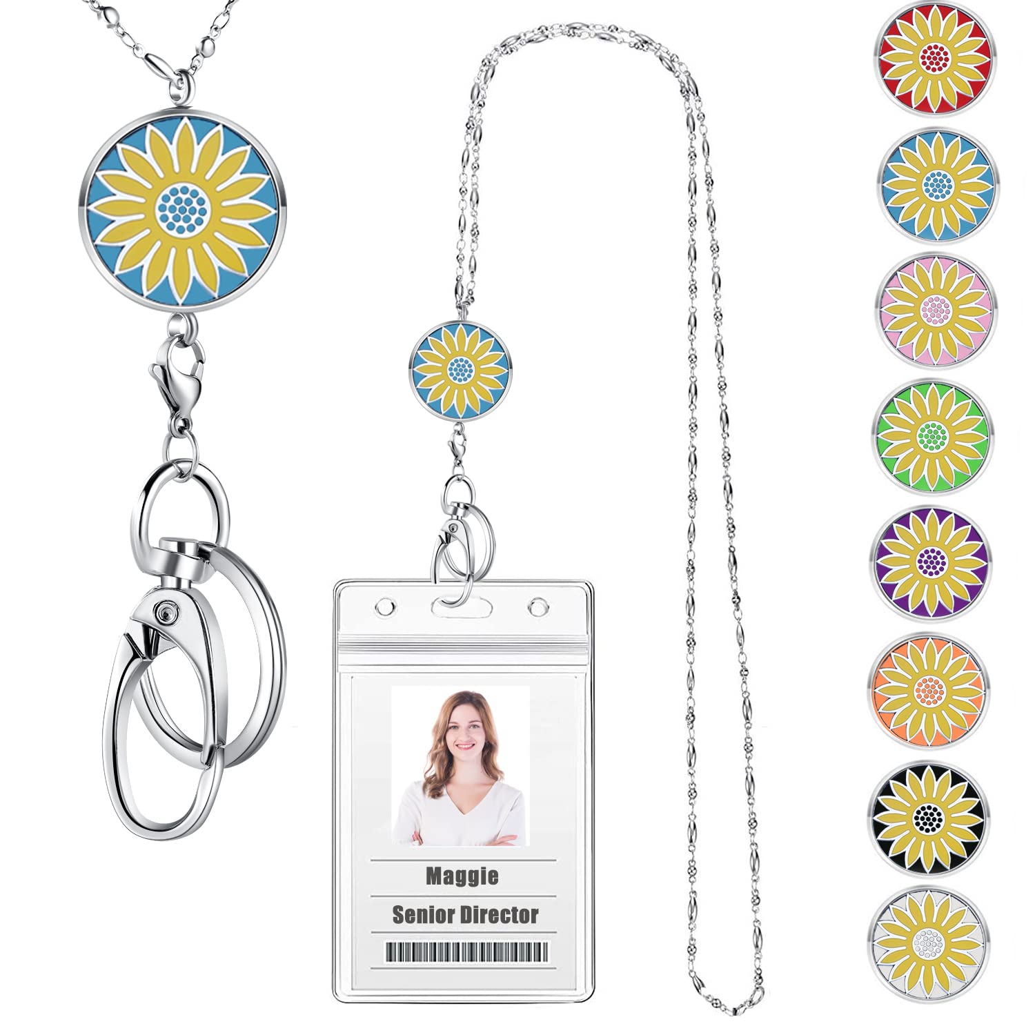 Lanyards For Women - Teacher Lanyards For Id Badges And Keys Stainless Steel Necklace Lanyard With Id Holder, Teacher Appreciati