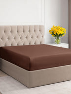 King Fitted Bed Sheet - Hotel Luxury & Cooling Single Fitted Sheet Only - Easily Fits Mattress Up To 16 Inches Perfectly - Soft, Wrinkle Free, Breathable & Comfy Brown Single Fitted Bed Sheet