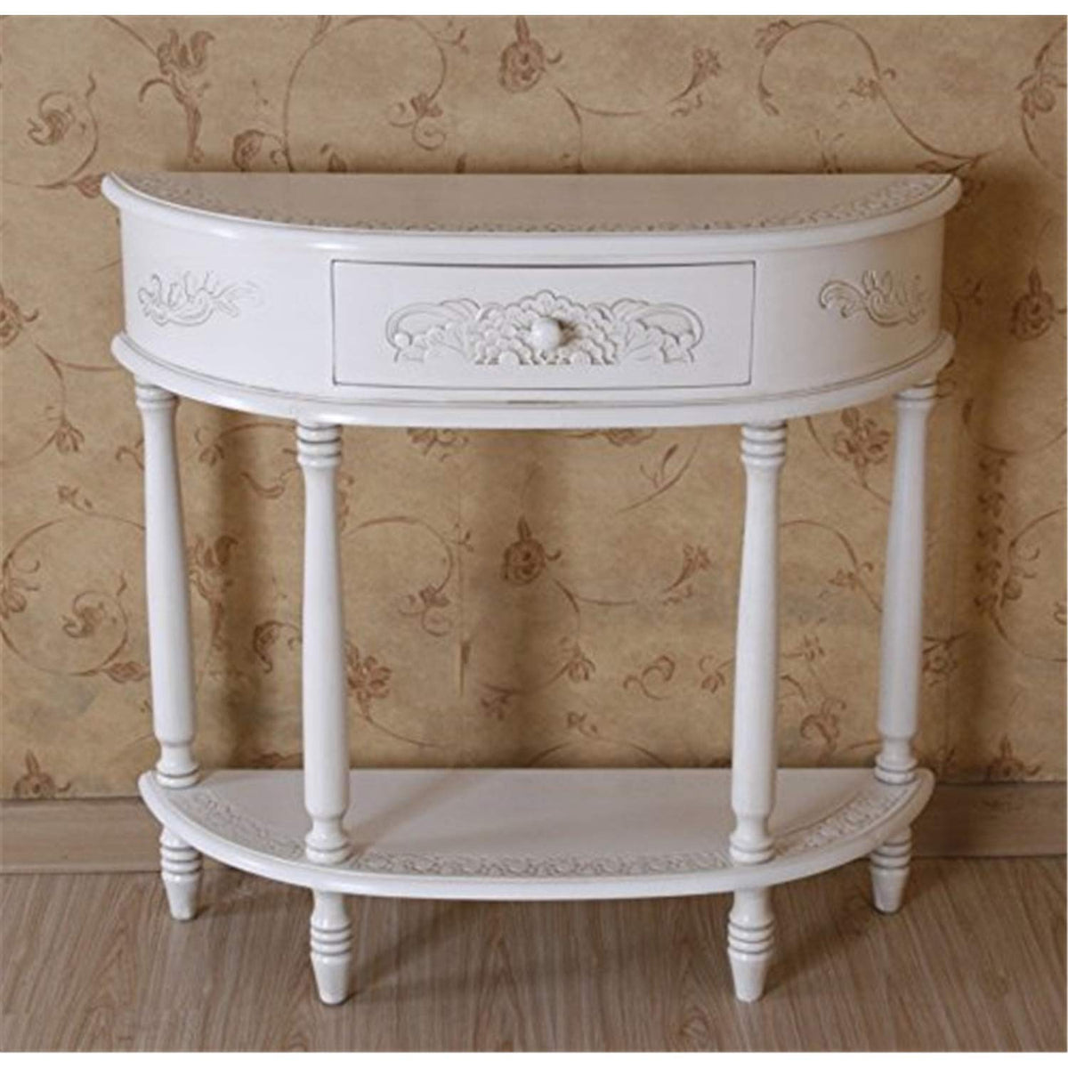 International Caravan Furniture Piece Carved Half Moon Wall Table