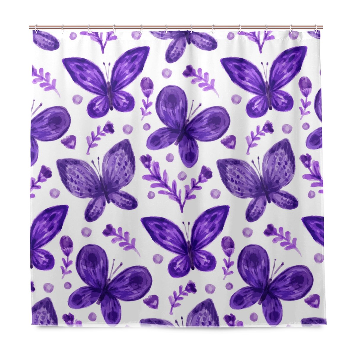 My Little Nest Waterproof Shower Curtain For Bathroom Purple Butterfly Polyester Fabric Bath Stall Curtain With Free Hooks 72&quot; X 72&quot;