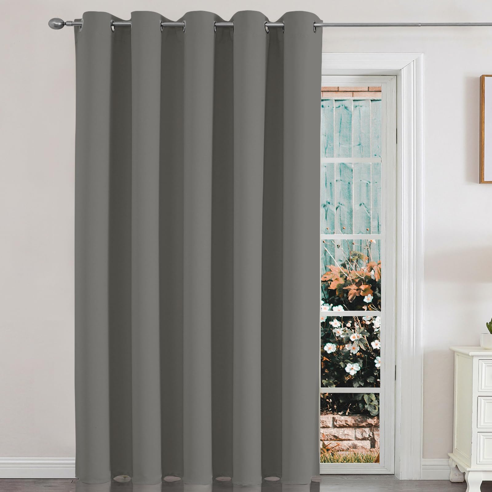 Joydeco Sliding Door Curtains, Light Grey Curtains 70 X 84 Inches, Extra Wide Curtains For Patio Sliding Door Living Room, Room
