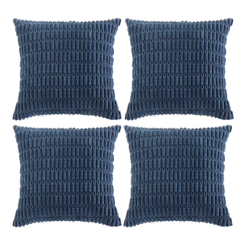 Fancy Homi 4 Packs Dusty Blue Decorative Throw Pillow Covers 20X20 Inch For Living Room Couch Bed Sofa, Rustic Farmhouse Boho Ho