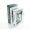 QTRQTR Desk File Organizer Magazine Holder 3 Vertical Acrylic Book Stand