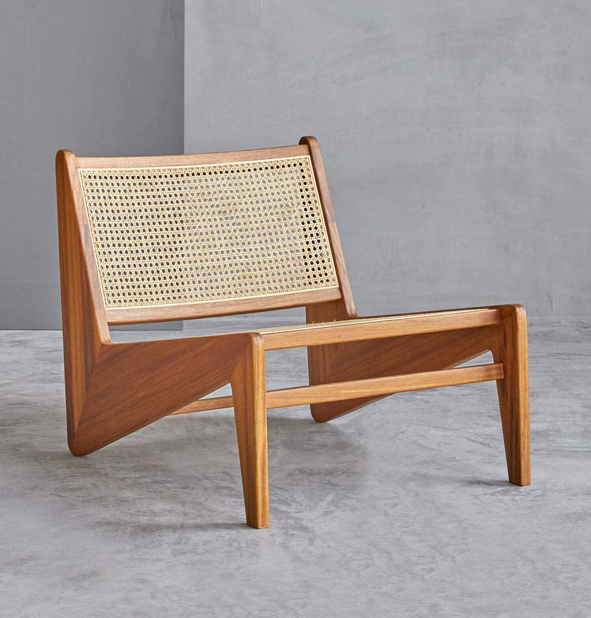 Amandine Lounge Chair - Wood & Natural Rattan Black