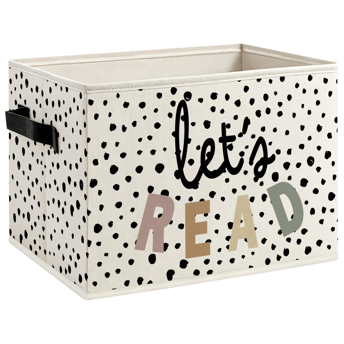 CUANFDDSF Boho Nursery Book Foldable Storage Bins Box with Handles, Lets Read Classroom Decorative Storage Boxes Baskets Toybox