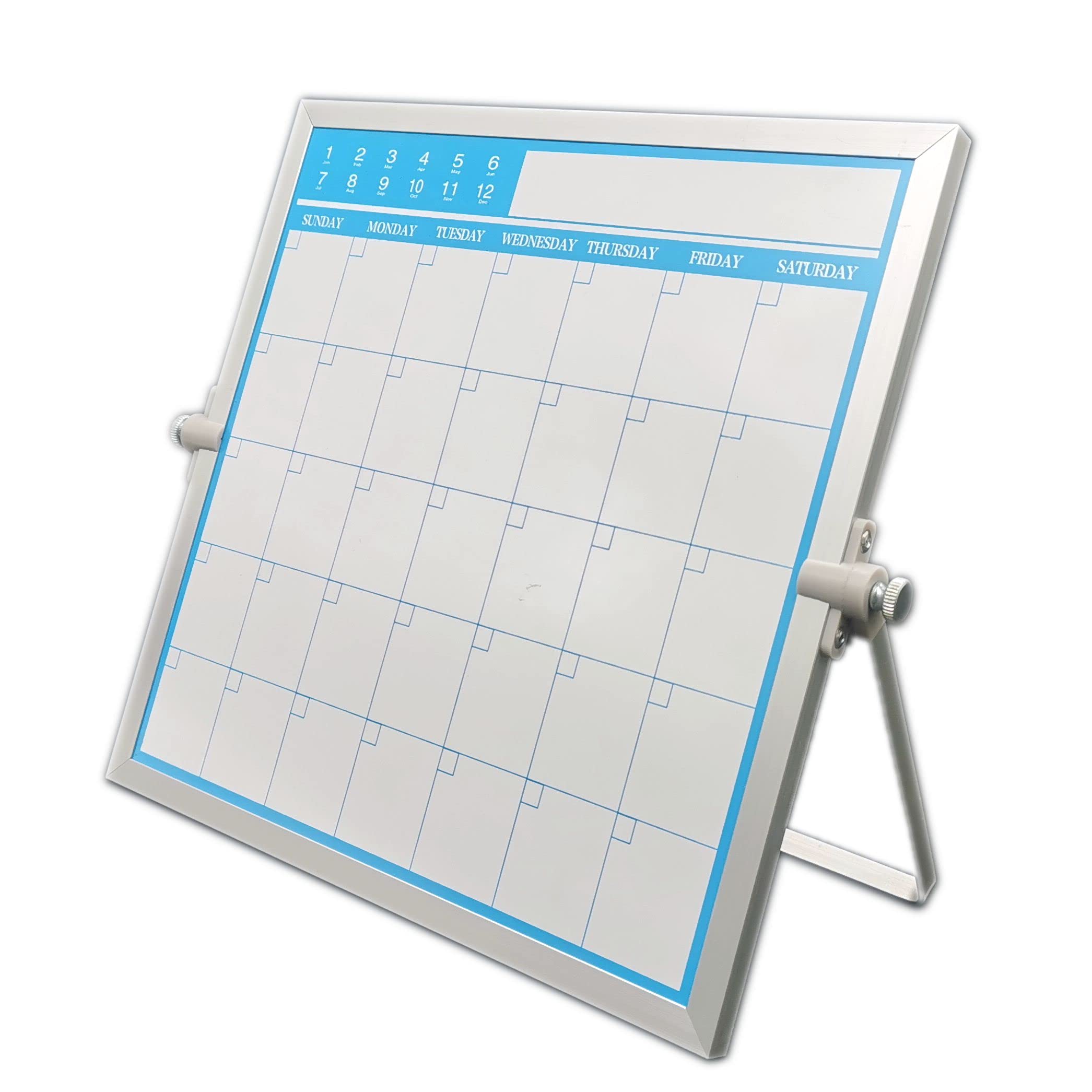 Magnetic Dry Erase Board Calendar- Easy To Clean,Desktop Double Side Monthly Whiteboard With Stand,10 Inch X 10 Inch, Portable M
