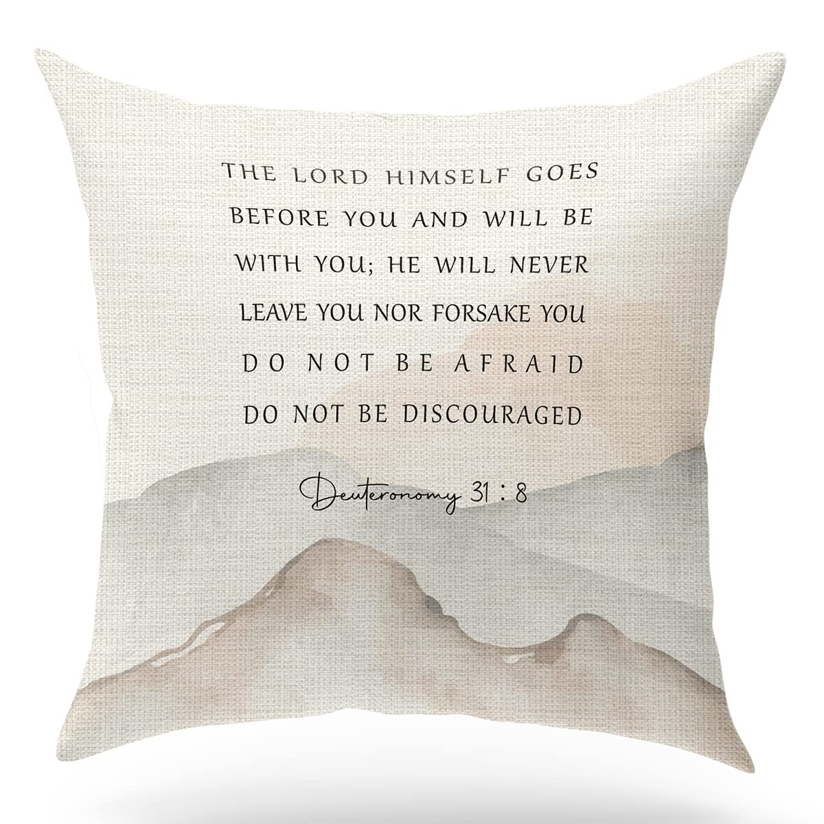 Kongmotree Bible Verse Pillow Cover, Deuteronomy 31:8, Scripture Art Pillow Case For Farmhouse Home Office Bedroom Living Room P