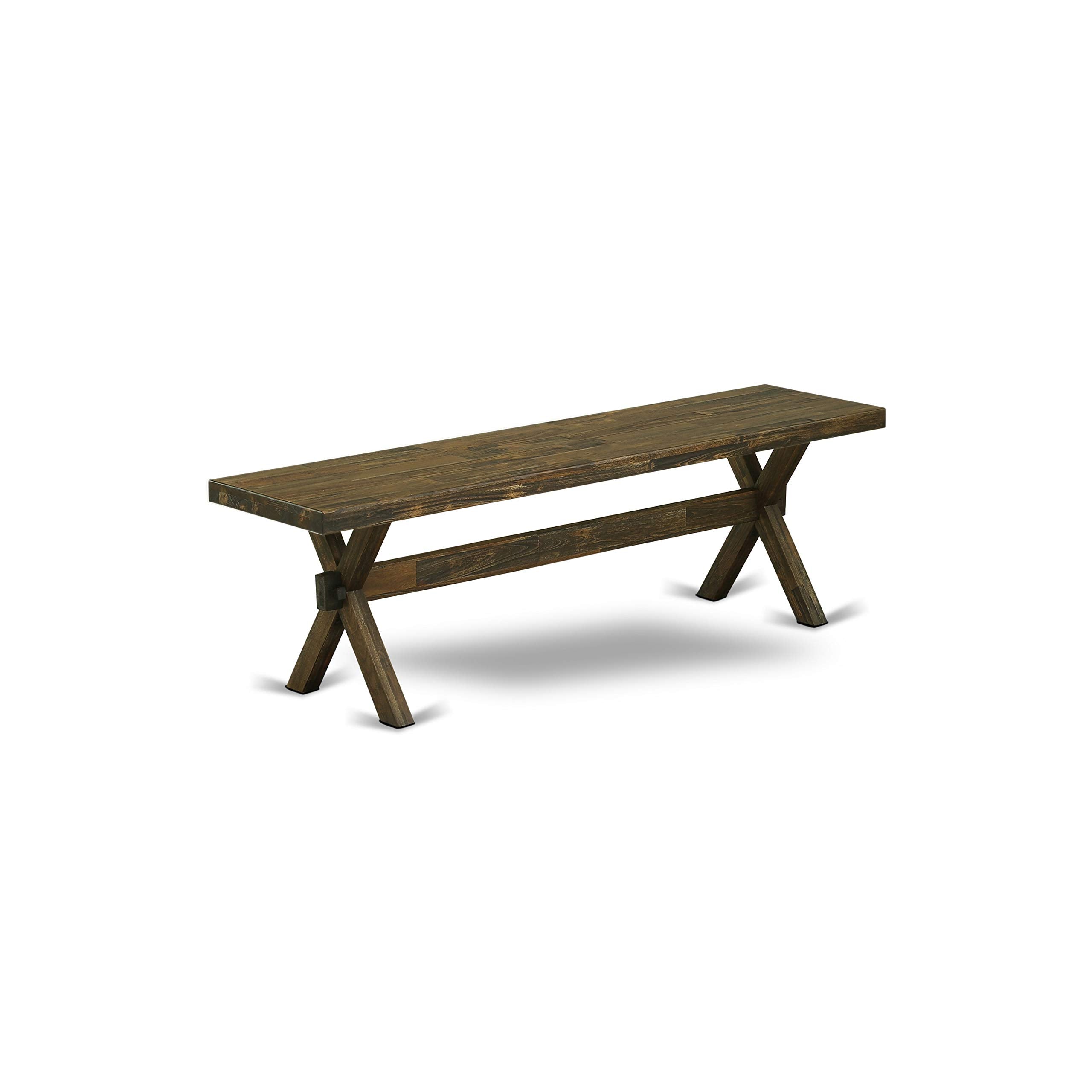 East West Furniture X2-776 3 Piece Modern Dining Table Set Contains a Rectangle Wooden Table with X-Legs and 2 Dining Bench, 36x60 Inch, Multi-Color