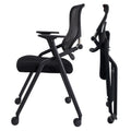 BROBRIYO PRO, Stackable & Foldable Conference Room Chairs with 2X Thick Cushion, Lumbar Support, Armrest - Mesh Bouncing Back fo