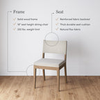 Nathan James Linus Modern Upholstered Dining Chair With Solid Rubberwood Legs In A Wire-Brushed Light Brown Finish, Natural Flax/Brown