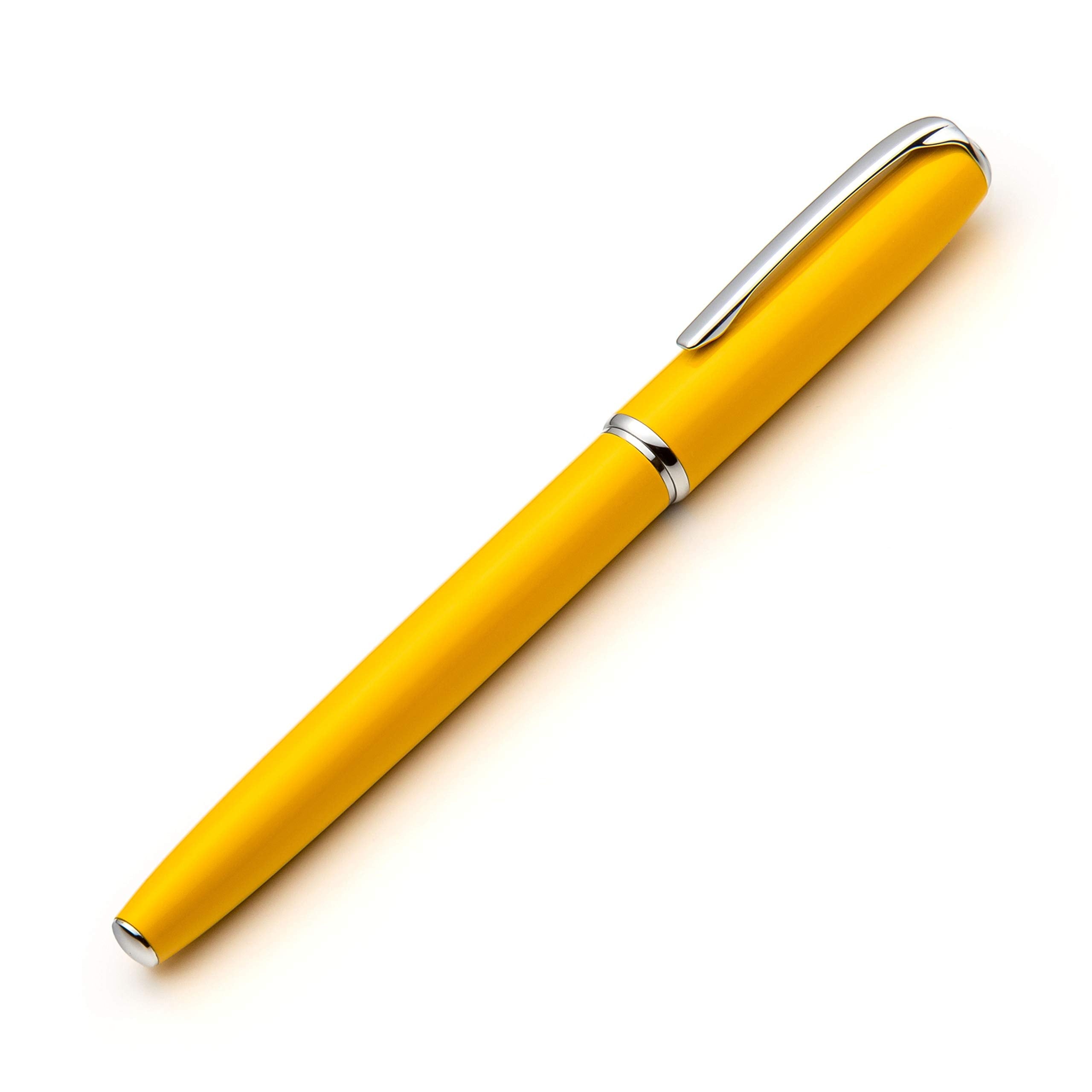 Zenzoi Yellow Fountain Pen - Beautiful Pen For Women, Men. Smooth Writing Schmidt Fine Nib. Luxury Pen Gift Set, Converter, 2 In