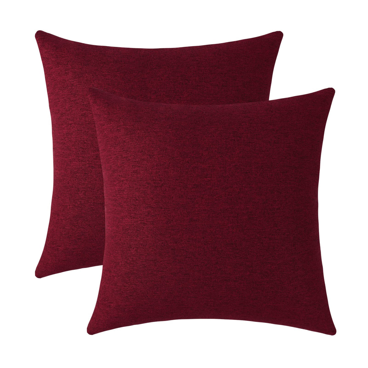 Jeneoo Decorative Burgundy Red Throw Pillow Covers Rustic Farmhouse Square Linen Burlap Soft Comfy Solid Cushion Couch Cases For