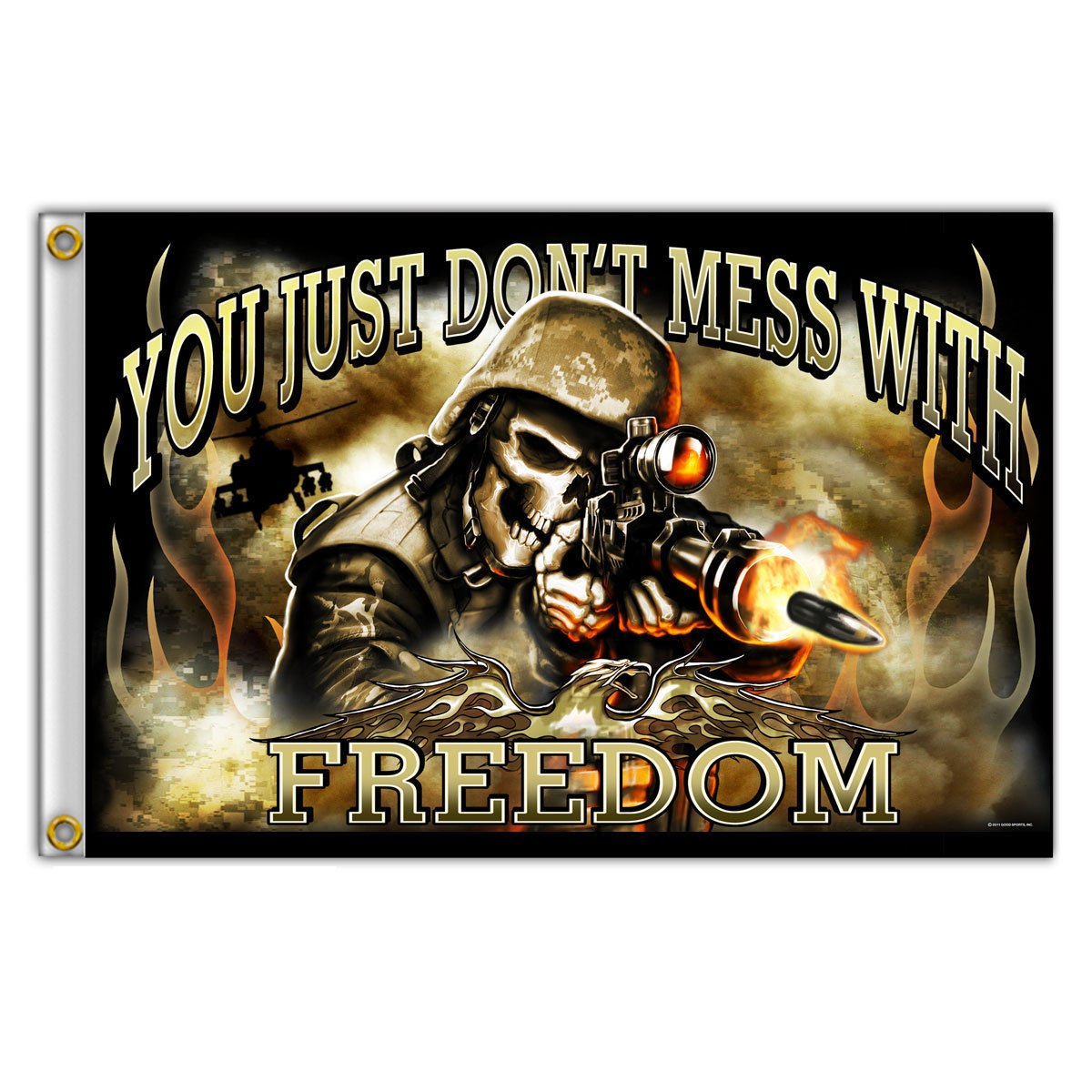 Hot Leathers Multicolor Skull Soldier Flag (Multi; 3'X5')