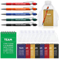 Roowest 25 Set Appreciation Gifts For Coworkers Bulk Ballpoint Pen With Metal Stylus Tip Mini Motivational Notebook Organza Bag