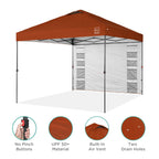 Best Choice Products 10X10Ft Easy Pop Up Canopy W/Side Wall, 10 Pockets, Portable Carrying Case, 1-Button Setup, 4 Weight Bags - Rust