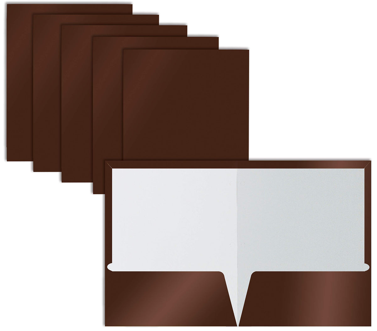 Better Office Products 2 Pocket Glossy Laminated Brown Paper Folders, Box Of 25, Letter Size, Brown Paper Portfolios