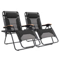 Mfstudio Zero Gravity Chairs Set Of 2, Xl Oversized Outdoor Anti Gravity Chair, Patio Lounge Folding Adjustable Chair With Cup Holder & Padded Headrest, Support 400Lbs,Black