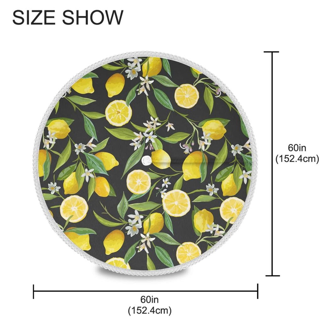 Qilmy Lemon Outdoor Tablecloth 60 Inch Waterproof Round Tablecloth With Umbrella Hole And Zipper For Backyard Party Bbq Decor