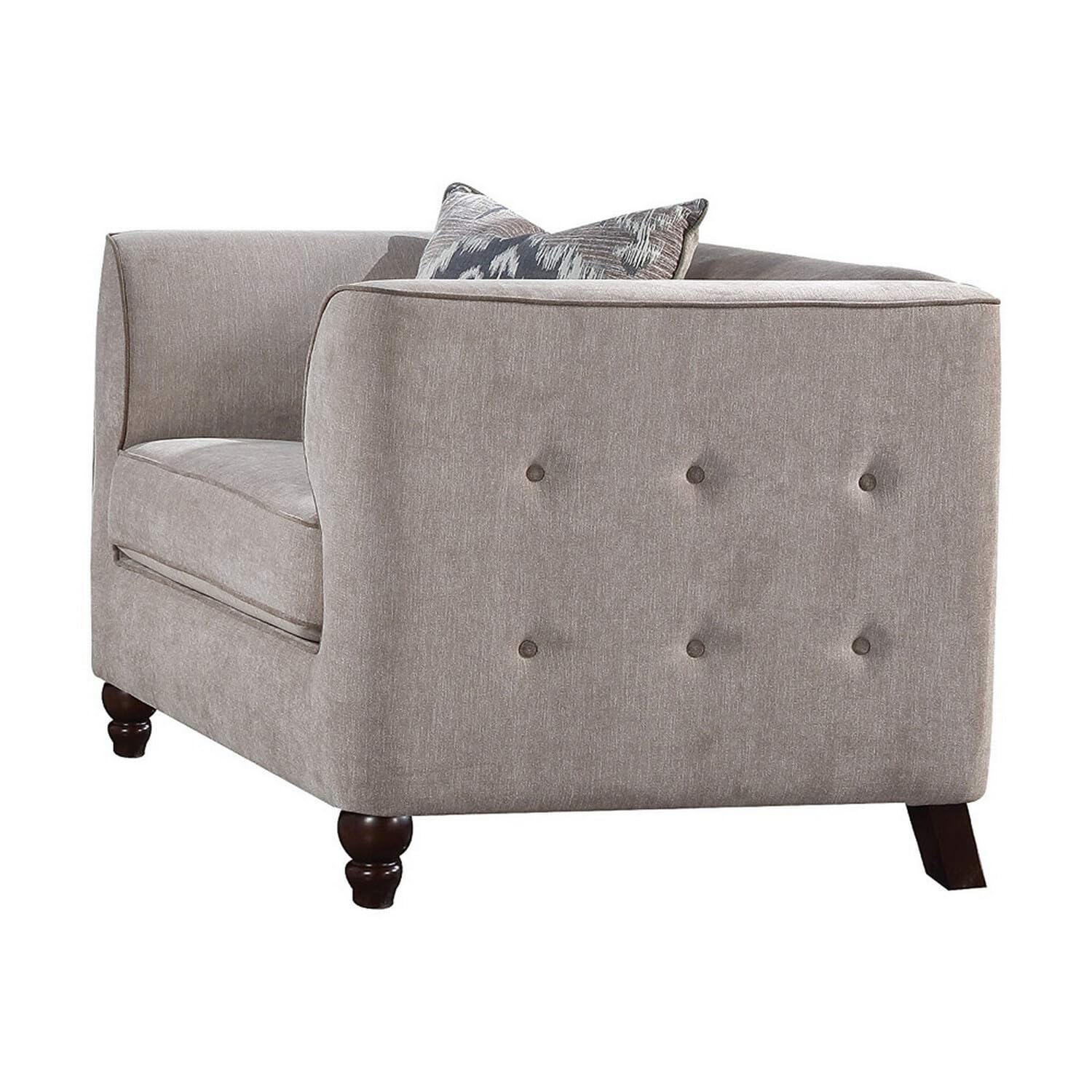Benjara, Gray Benzara Fabric Upholstery Chair With Button Tufted Backrest