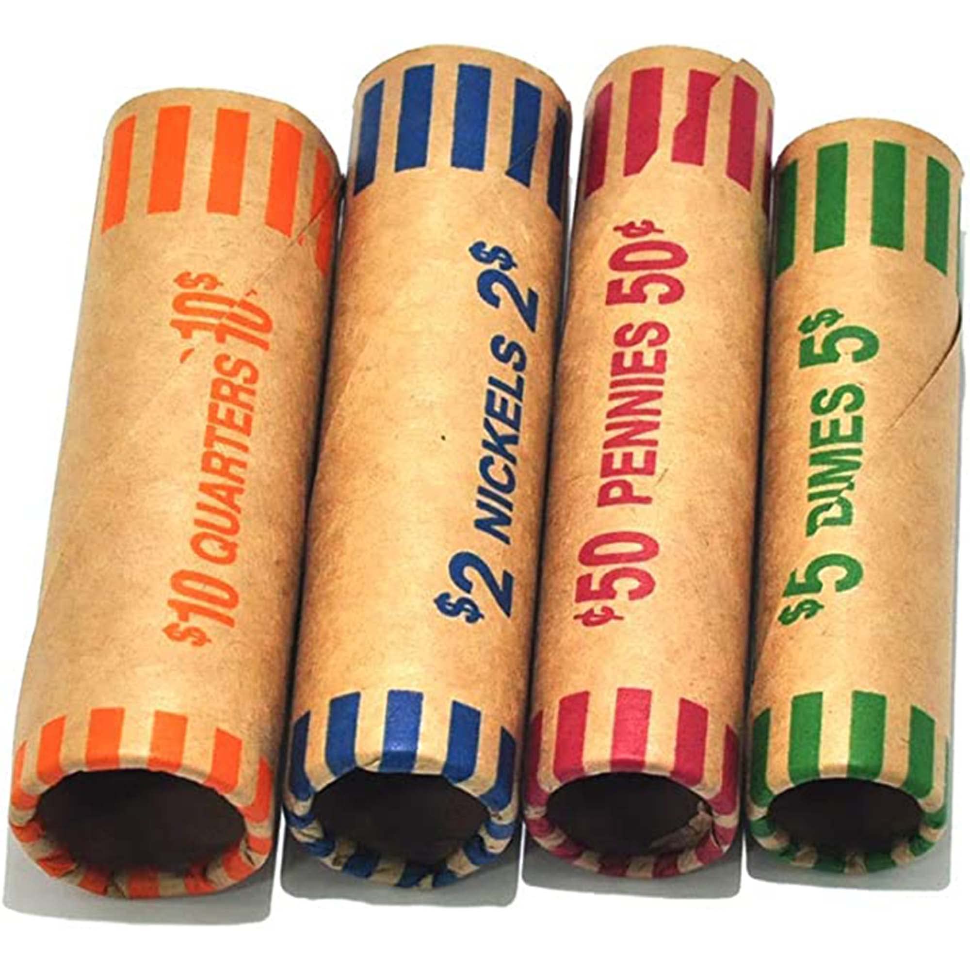 L Liked Preformed Coin Wrappers Rolls (128 Assorted) - Quarters, Pennies, Nickels And Dimes