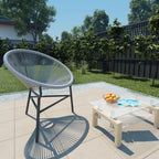 vidaXL Gray Moon Chair - Poly Rattan Patio Furniture - Water-Resistant Outdoor Chair with Powder-Coated Steel Frame for Garden and Patio