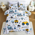 Ntbed Construction Truck Twin Comforter Set For Boys Kids Forest Vehicles Excavator Lightweight Microfiber Bedding Sets