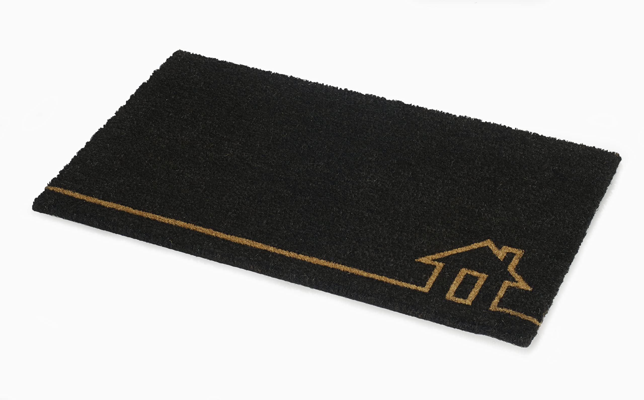 Fab Habitat Modern Non Slip Doormat - Durable, Thin - Natural Coir & Rubber - Entryway, Front Door, Porch, Patio - Home View Bla
