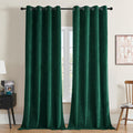 Joydeco Dark Green Velvet Curtains 96 Inches Long, Luxury Grommet Blackout Curtain 2 Panels, Thermal Insulated Privacy Room Dark