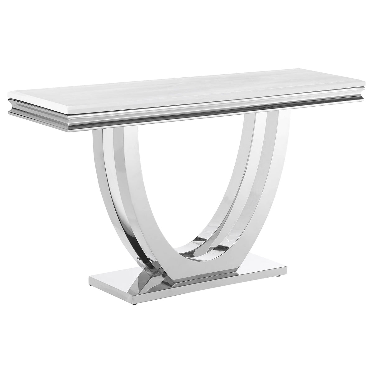 Coaster Home Furnishings Adabella U-Base Rectangle Sofa Table White and Chrome