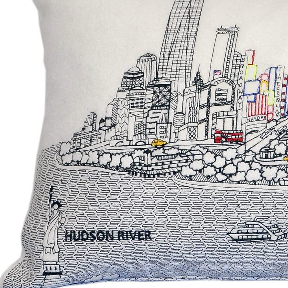 HomeRoots Cream 35' White NYC Daylight Skyline Lumbar Decorative Pillow