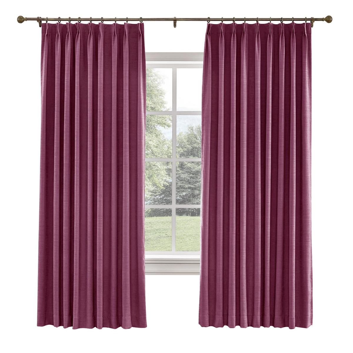Twopages 100 W X 96 L Inch Pinch Pleat Darkening Drape Faux Linen Curtain With Blackout Lining Drapery Panel For Living Room Bed