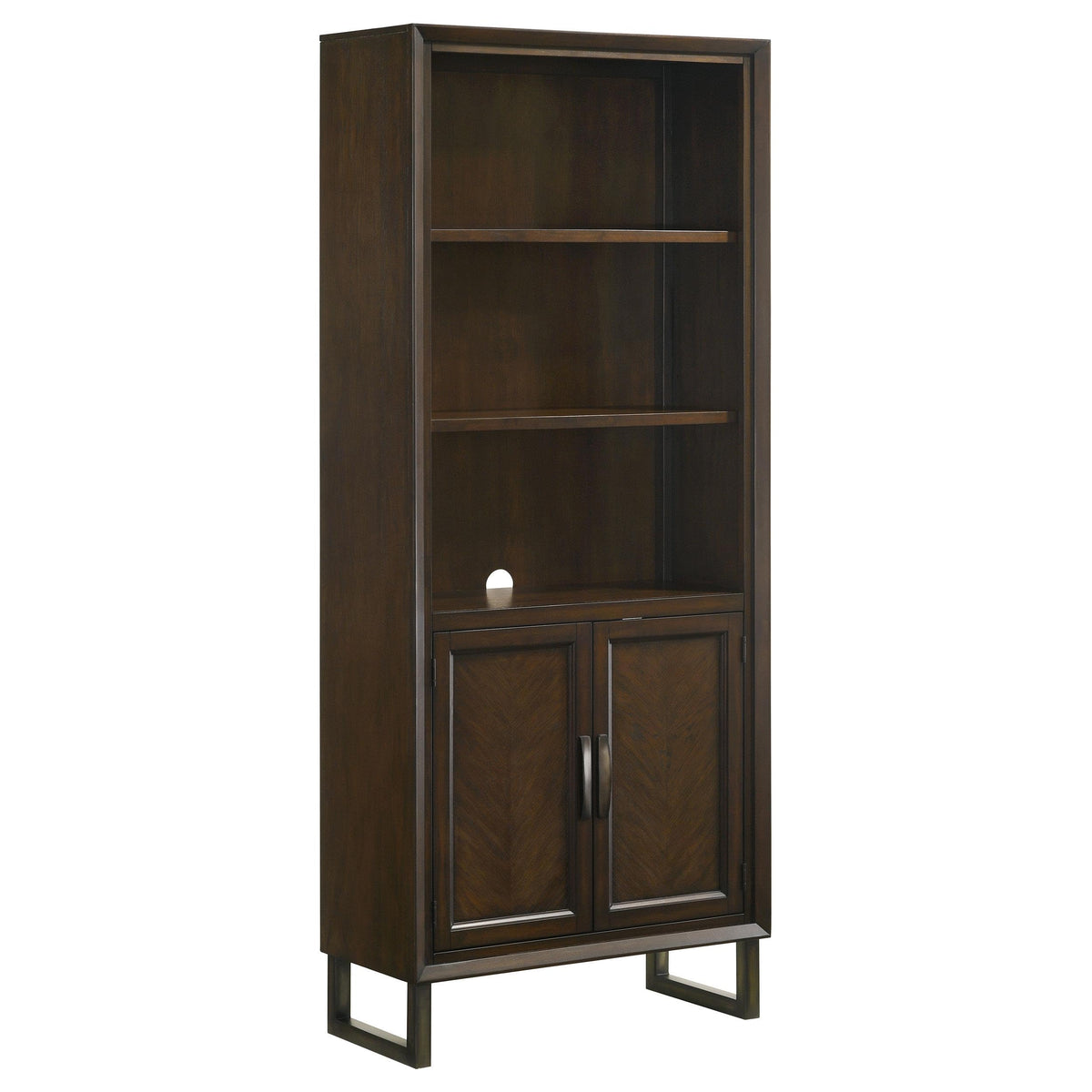 Coaster Marshall 3-Shelf Wood Bookcase Dark Walnut and Gunmetal