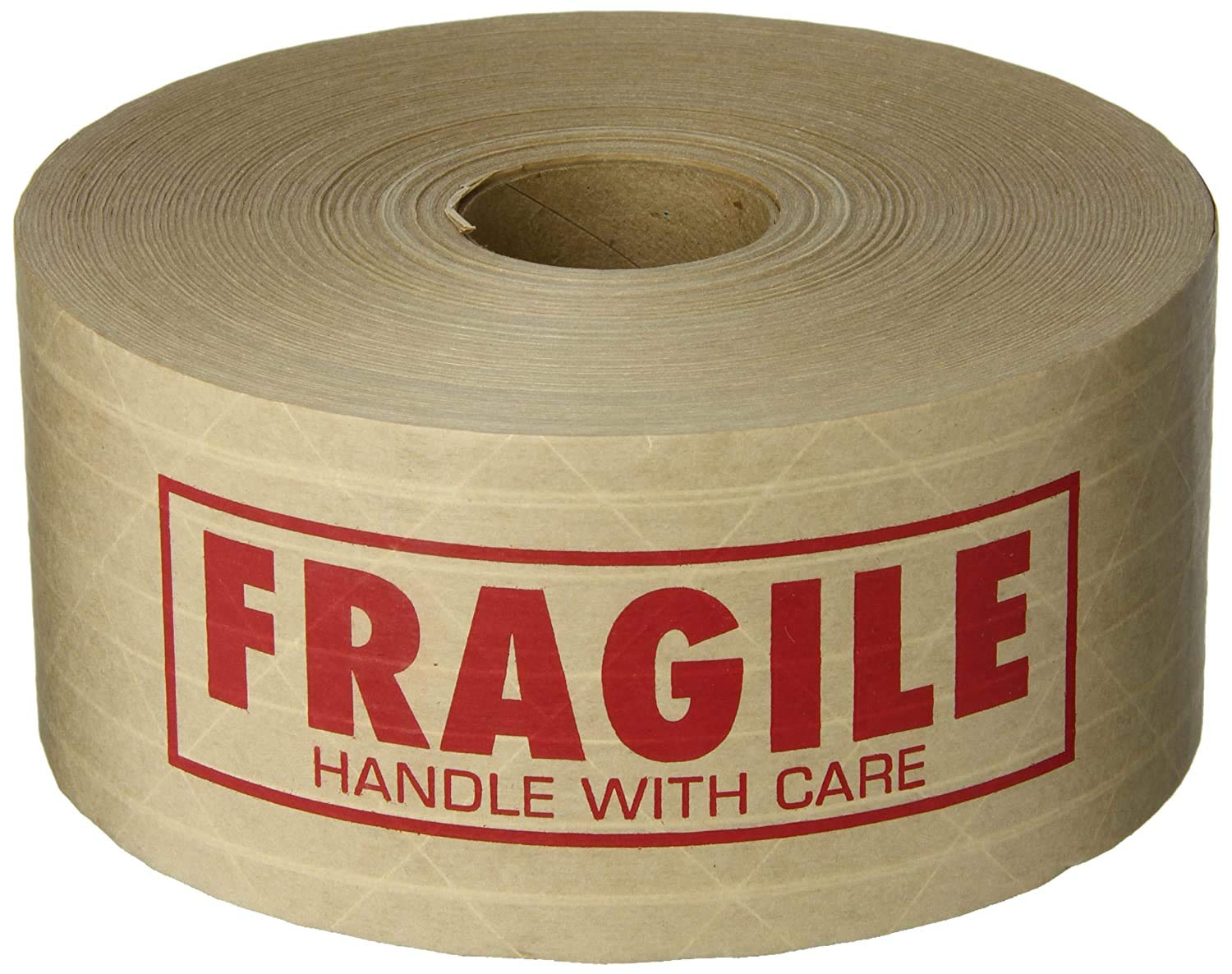 Tapecase, 150Kpt-2, Fragile Printed Kraft Tape, Water Activated Adhesive, Tan, 3 In X 450 Ft, 1 Count