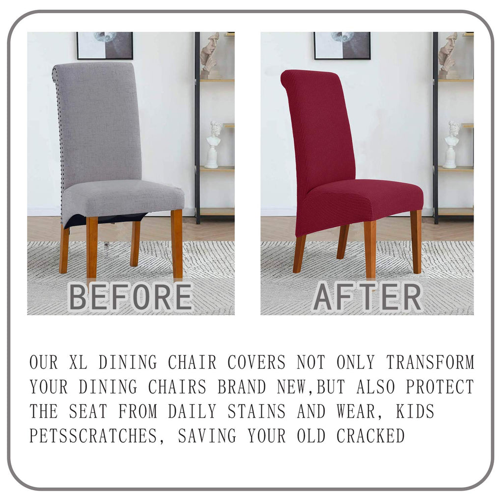 Deisy Dee Stretch Xl/Oversized Soft Spandex Extra Large Dining Room Chair Covers For Kitchen Dining,Removable Washable Chair Protectors Slipcovers (Burgandy, 2)
