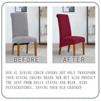 Deisy Dee Stretch Xl/Oversized Soft Spandex Extra Large Dining Room Chair Covers For Kitchen Dining,Removable Washable Chair Protectors Slipcovers (Burgandy, 2)